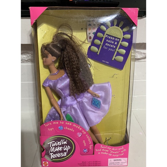 Barbie Other - 1997 Mattel USED TWIRLIN' MAKE-UP Teresa Barbie JEWEL Skirt‎ Surprises Twirling